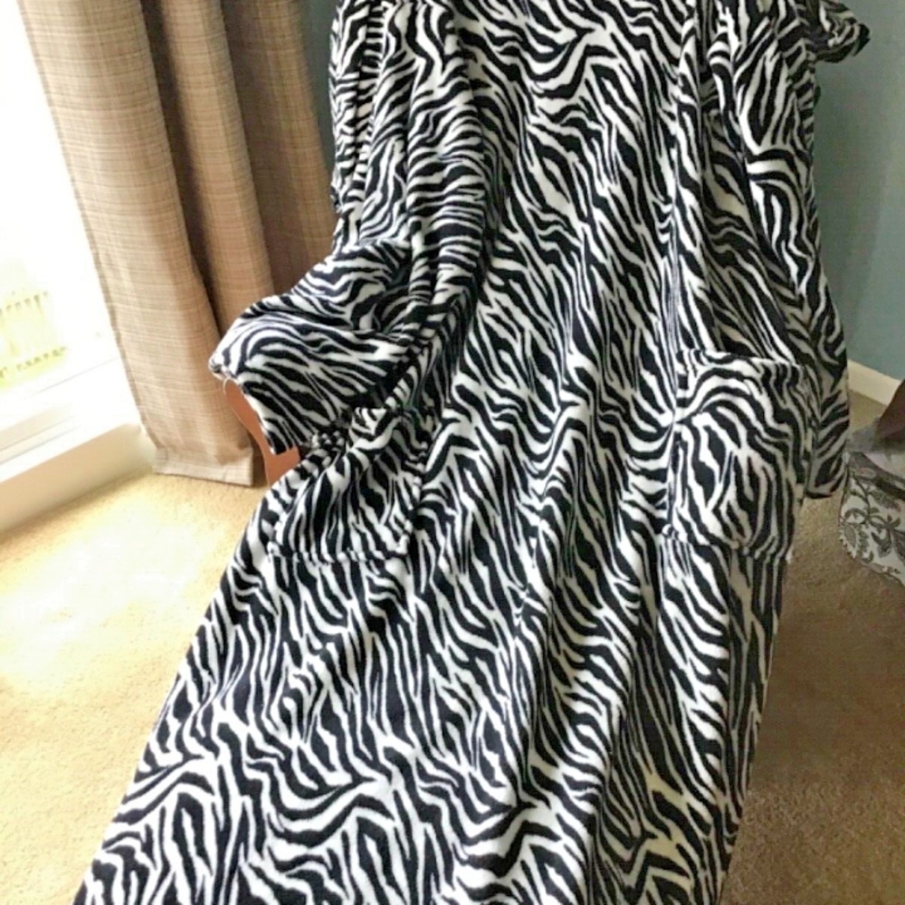 Oversized Zebra Print wearable Blanket